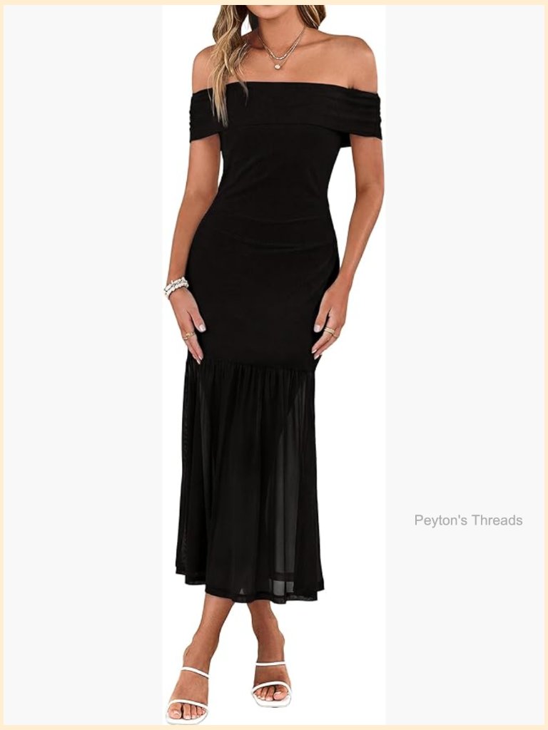 Off Shoulder Ruched Bodycon Maxi Dress Tulle Flowy Cocktail Wedding Guest